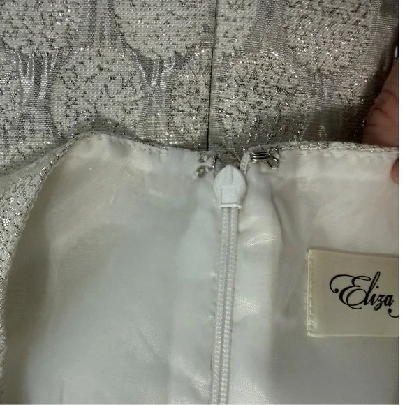 Eliza J Sleeveless Metallic Brocade Sheath Size 10 Dress Party New Years Holiday - Picture 5 of 11
